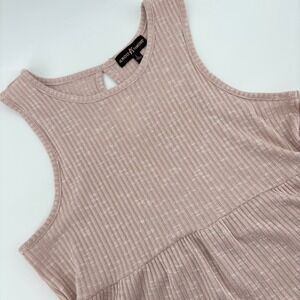 Almost Famous Pink  Ribbed Tiered‎ Peplum Babydoll Tank Top Women's Size L